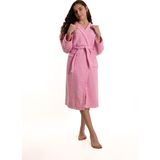 Eymir Home Collection Kadife Kapüşonlu Çocuk Bornozu Pembe - 12 - 14