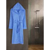 Eymir Home Collection Kapüşonlu Erkek/kadın Bornoz Yetişkin Unisex Pamuk - Mavi