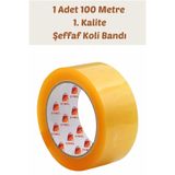 Eynel 1 Adet 100 Metre Hotmelt Koli Bandı (1. KALİTE) Şeffaf Renkli, Güçlü Yapışkan, Kağıda İyi Yapışır
