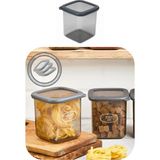 Eynel 1 Adet 800 ml Gri Kare Saklama Kabı Silikon Kapak Hava Geçirmez Kuru Baklagil Kahve Bakliyat Makarna