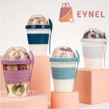 Eynel 1 Adet Take N Go Kaşıklı Hazneli Meyveli Yoğurt Kabı Piknik Iş Atıştırmalık Müsli Granola Süt Bardak - Çok Renkli