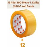 Eynel 12 Adet 100 Metre Hotmelt Koli Bandı Şeffaf Renkli, Güçlü Yapışkan, Kağıda Yapışır