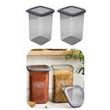 Eynel 1200 ml Gri Kare Saklama Kabı Silikon Kapak Hava Geçirmez Kuru Baklagil Kahve Bakliyat Makarna Kutu