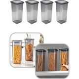 Eynel 1600 ml Şeffaf Kare Saklama Kabı Silikon Kapak Hava Geçirmez Kuru Baklagil Kahve Bakliyat Kutusu - 1,6 lt