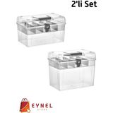 Eynel 2'li Set Ayarlanabilir Bölmeli Çok Amaçlı Kutu Hobi Makyaj Takı Organizeri Saklama Organizer Kutusu - Şeffaf