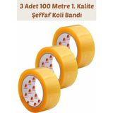 Eynel 3 Adet 100 Metre Hotmelt Koli Bandı Şeffaf Renkli, Güçlü Yapışkan, Kağıda Yapışır