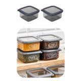 Eynel 400 ml Gri Kare Saklama Kabı Silikon Kapak Hava Geçirmez Kuru Baklagil Kahve Bakliyat Makarna Kutu