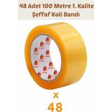 Eynel 48 Adet 100 Metre Hotmelt Koli Bandı Şeffaf Renkli, Güçlü Yapışkan, Kağıda Yapışır