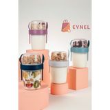 Eynel 4lü Set 650 ml Take-Go Kaşıklı Hazneli Meyveli Müsli Kabı Piknik Iş Granola Yoğurt Süt Bardağı - Çok Renkli