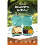 Eynel Bölmeli Beslenme Kutusu, Çocuk Kahvaltı Saklama Kabı, Öğrenci Okul Piknik Kamp Yemek Koyma Çantası - Çok Renkli