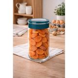 Eynel Cam Kavanoz, Pratik Açma Kapama, Cam Saklama Kabı, Hava Geçirmez, Sızdırmaz Kaplar (1000 Ml) - Lacivert