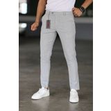 Eynel Erkek Gri Italyan Kesim Likralı Kumaş Pantolon Dar Kesim Boru Paça Spor Tarzı Klasik Pantalon