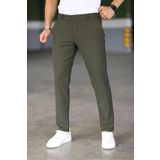 Eynel Erkek Haki Italyan Kesim Likralı Kumaş Pantolon Dar Kesim Boru Paça Spor Tarzı Klasik Pantalon