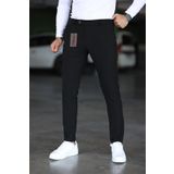 Eynel Erkek Siyah Italyan Kesim Likralı Kumaş Pantolon Dar Kesim Boru Paça Spor Tarzı Klasik Pantalon