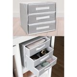 Eynel Katlanabilir Üç Çekmeceli Dolap Çamaşır Organizeri Takı Kutusu Gardrob Kumaş Düzenleyici 32x32x32cm