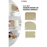 Eynel Plastik Hamur Pasta Kesici Kazıyıcı Şekillendirici Yoğurucu Aparat 3’lü - Çok Renkli