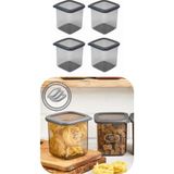 Eynel Şeffaf Kare Saklama Kabı Silikon Kapak Hava Geçirmez Kuru Baklagil Kahve Bakliyat Makarna Kuruyemiş Kutusu Çeyiz Seti - 800 ml