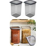 Eynel4 Adet 1200 ml Gri Kare Saklama Kabı Silikon Kapak Hava Geçirmez Kuru Baklagil Kahve Bakliyat Makarna Kutu - 1,2 lt