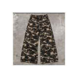 eyonnwear Kadın Haki Kamuflaj Desen Oversize Wide Leg Sokak Stili Pantolon