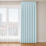 EYPER Fon Perde, 1:3 Sık Pile, Siparişe Özel Dikim | Kornişe Hazır Dikilmiş, Tek Kanat, Bağlama Kollu | Su Yeşili, 60 cm Genişlik x 260 cm Uzunluk