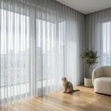 EYPER Pati Dostu Tül Perde, Siparişe Özel Dikim | Kedi ve Köpekli Evler İçin Tırnağa Dayanıklı, Kendini Toparlayan | Salon ve Yatak Odası | Açık Gri, 140 x 270 cm, Normal Pile (1x2.5)