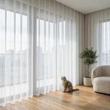 EYPER Pati Dostu Tül Perde, Siparişe Özel Dikim | Kedi ve Köpekli Evler İçin Tırnağa Dayanıklı, Kendini Toparlayan | Salon ve Yatak Odası | Beyaz, 120 x 200 cm, Normal Pile (1x2.5)