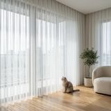 EYPER Pati Dostu Tül Perde, Siparişe Özel Dikim | Kedi ve Köpekli Evler İçin Tırnağa Dayanıklı, Kendini Toparlayan | Salon ve Yatak Odası | Beyaz, 120 x 250 cm, Pilesiz (1x1)
