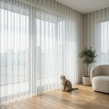 EYPER Pati Dostu Tül Perde, Siparişe Özel Dikim | Kedi ve Köpekli Evler İçin Tırnağa Dayanıklı, Kendini Toparlayan | Salon ve Yatak Odası | Beyaz, 180 x 200 cm, Seyrek Pile (1x2)