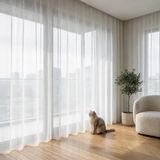 EYPER Pati Dostu Tül Perde, Siparişe Özel Dikim | Kedi ve Köpekli Evler İçin Tırnağa Dayanıklı, Kendini Toparlayan | Salon ve Yatak Odası | Beyaz, 250 x 270 cm, Sık Pile (1x3)