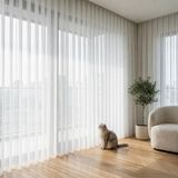 EYPER Pati Dostu Tül Perde, Siparişe Özel Dikim | Kedi ve Köpekli Evler İçin Tırnağa Dayanıklı, Kendini Toparlayan | Salon ve Yatak Odası | Beyaz, 260 x 250 cm, Normal Pile (1x2.5)