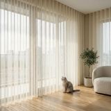 EYPER Pati Dostu Tül Perde, Siparişe Özel Dikim | Kedi ve Köpekli Evler İçin Tırnağa Dayanıklı, Kendini Toparlayan | Salon ve Yatak Odası | Krem, 100 x 250 cm, S-Pile (1x2.5)