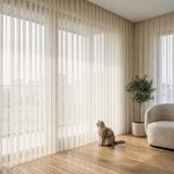 EYPER Pati Dostu Tül Perde, Siparişe Özel Dikim | Kedi ve Köpekli Evler İçin Tırnağa Dayanıklı, Kendini Toparlayan | Salon ve Yatak Odası | Krem, 120 x 260 cm, Sık Pile (1x3)