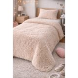 EYPRICH KUZU PELUŞ SÜET TABAN TEK KİŞİLİK YATAK ÖRTÜSÜ VE YASTIK TAKIMI - YUMUŞAK DOKULU 150x250cm