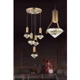 Eys 37W 5'Li Gold Sarkıt Led Avize Diamond
