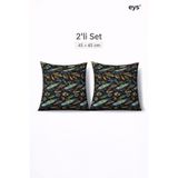 Eys Dijital Baskılı Çift Taraflı Pamuklu Kırlent Kılıfı – Gizli Fermuarlı, Astarlı (45×45 cm) 2'li SET