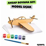 Eysera Model Uçak Boyama Kiti Ahşap Eğitici Oyuncak El Göz Koordinasyonu İçin 2+ Yaş