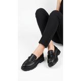 Eysha Kadın Loafer Ayakkabı Mat Deri Tokalı Kalın Taban Günlük Casual Makosen Rahat Şık