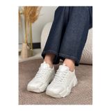 Eysha Noctras Kadın Suni Deri Detaylı Bağcıklı Yüksek Tabanlı Sneaker Spor Ayakkabı