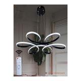 EYSHOP LEVENT Modern Papatya Siyah Model Kumandalı 3 Renk (BEYAZ & SARI & GÜNIŞIĞI)60 cm Led Avize