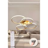 EYSHOP Modern 4’lü Yuvarlak Eskitme Model 3 Renk Kumandalı/Dimmerlı (Beyaz/Sarı/Günışığı) LED Avize