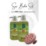 Eyüp Sabri Tuncer 2x600 ml Macadamia Yağlı Duş Jeli ve Pembe Masaj Şampuan Fırçası