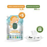 Eyüp Sabri Tuncer Bebek Çamaşır Deterjanı 1500 ml x 5, Islak Mendil Hediye