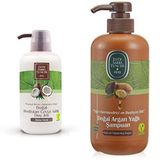 Eyüp Sabri Tuncer Doğal Hindistan Cevizi Sütlü 600 ml Duş Jeli + Doğal Argan Yağlı 600 ml Şampuan