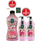 Eyüp Sabri Tuncer Japon Kiraz Çiçeği Doğal Zeytinyağlı Sıvı Sabun 500 Ml 2 Adet + 1.5 Lt 1 Adet