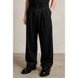 eywear Erkek Siyah Renk Pileli Likralı Rahat Kalıp Bol Kesim Baggy Kumaş Pantolon