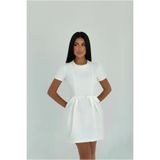 Eyyo Beyaz Basic Mini Elbise ATE3145