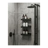 Eyzo Home 3'lü Metal Duvar Rafı Seti Modern Banyo ve Mutfak Düzenleyici Baharatlık Şampuanlık Rafı Mat Siyah 30 cm