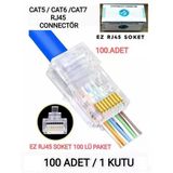 Ez Cat5-Cat6 Ez Rj45-46 100Lü Yeni Nesil Delikli Konnektör