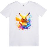 EZ Design Pikachu Baskılı T-Shirt - 7 Yaş - 001-Beyaz