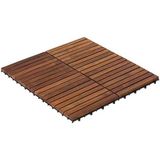 Ez-Floor Birbirine Geçen Zemin Döşeme Fayansları Masif Teak Ağacı Yağlı Kaplama (10'Lu Set), Uzun 9 Çıta